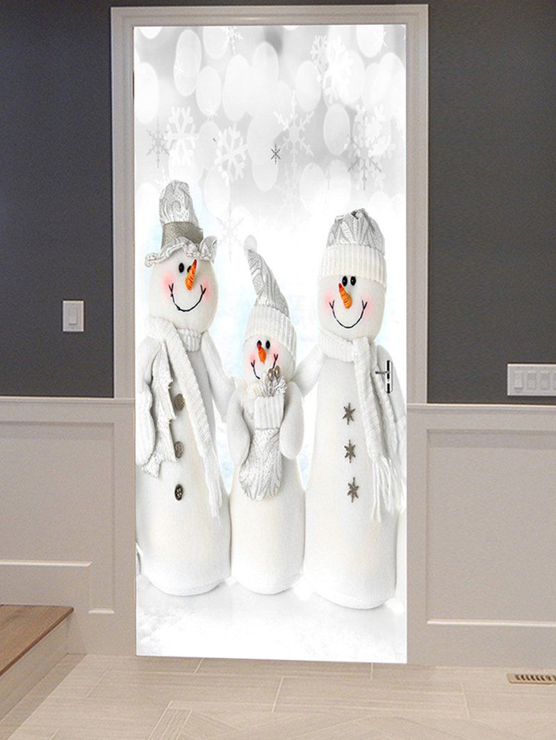 Online Christmas Snowman Family Print Decorative Door Art Stickers  
