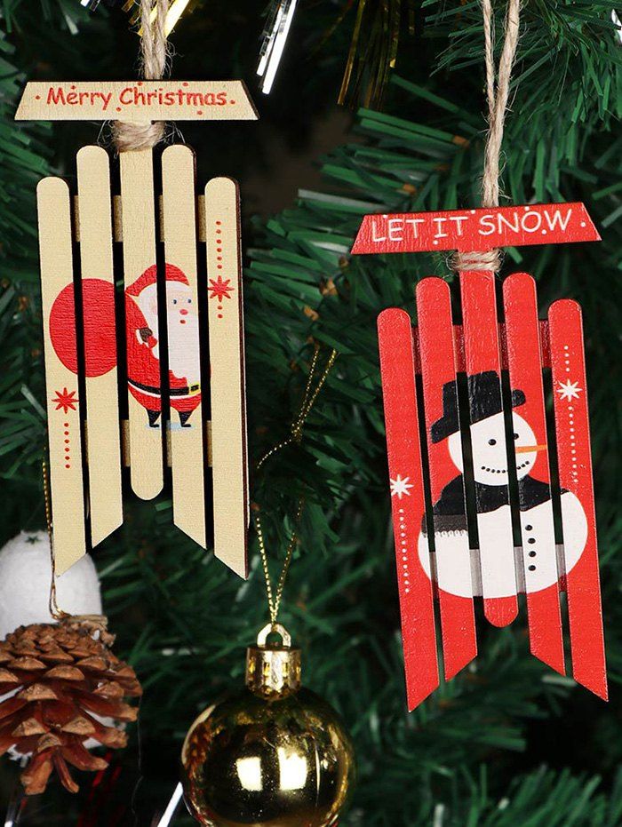 Outfits 6 Pcs Santa Claus Snowman Pattern Wooden Christmas Tree Hanging Decoration  