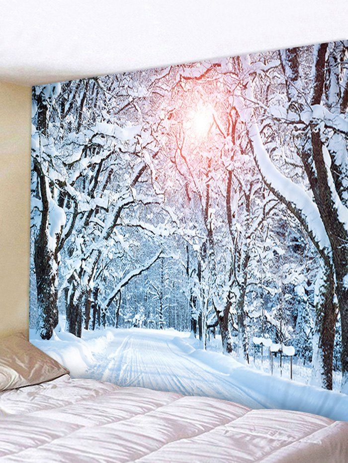 

Snowy Forest 3D Print Wall Tapestry, Light blue