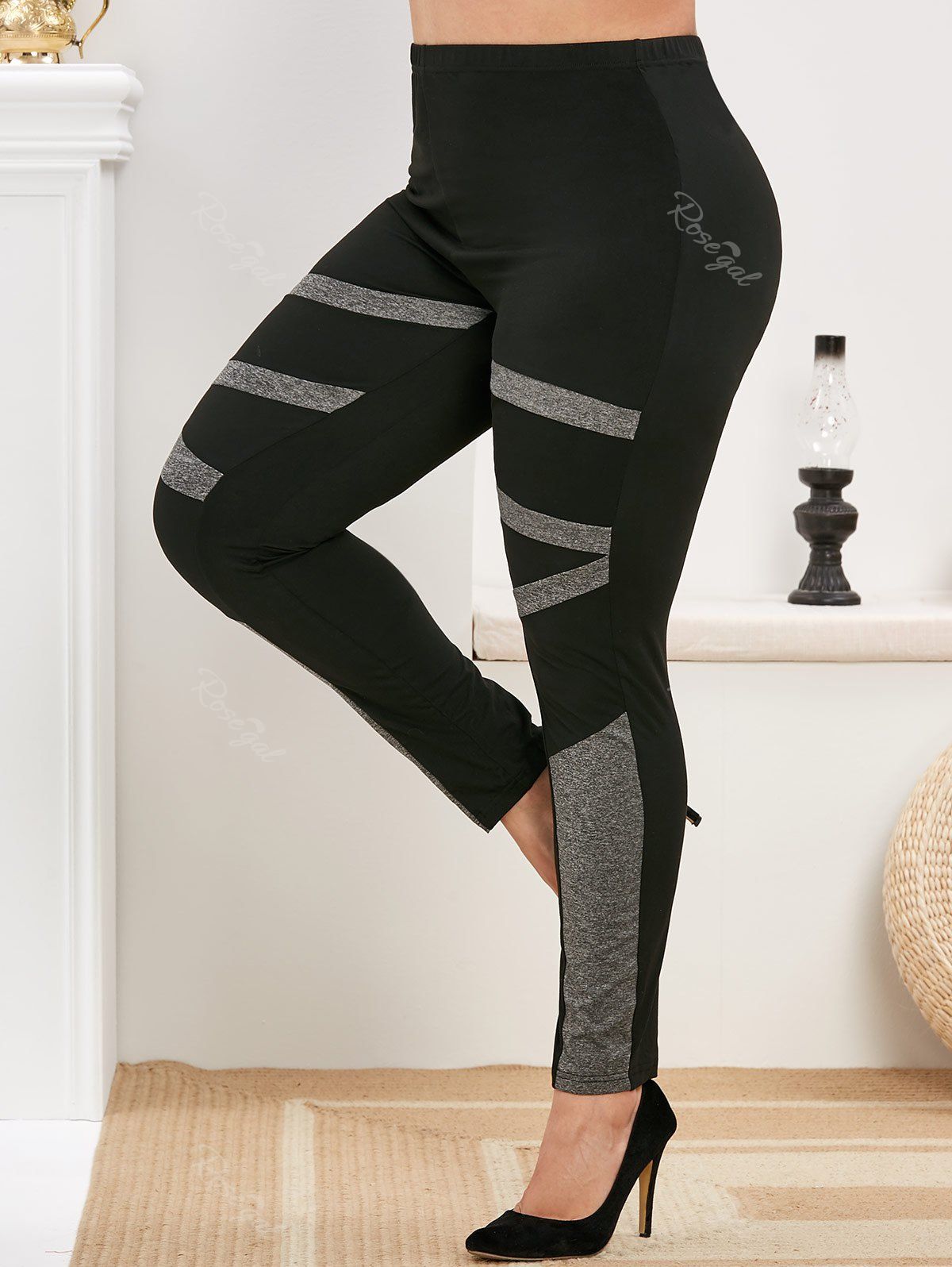 

Plus Size Two Tone Skinny Pants, Black