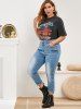 Plus Size High Waisted Faded Skinny Jeans -  