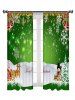 Rideaux de Fenêtre de Noël à Imprimé Cloche et Traîneau 2 Pièces - Vert Trèfle L33,5 x L79 pouces x 2pcs