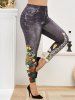 Plus Size High Rise Christmas Printed Fitted Jeggings -  