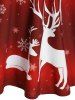 Robe de Noël à Imprimé Flocon de Neige et Cerf à Epaule Dénudée à Lacets - Rouge 3XL