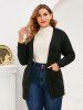 Plus Size Pockets Open Front Chunky Cardigan -  