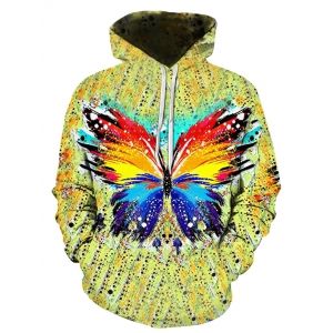 

Colorful Butterfly Printed Kangaroo Pocket Hoodie, Multi