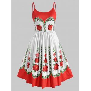 

Plus Size Floral Print Midi Dress, Red