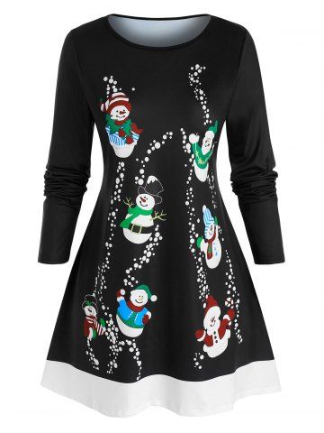 Plus Size Christmas Funny Snowman A Line Tunic Tee from rosegal rosegal Plus Size Christmas Funny Snowman A Line Tunic Tee