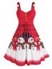 Plus Size Christmas Snowman Musical Notes Ring Ruched Dress -  