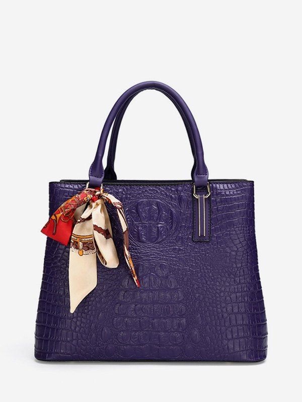 

Embossed Printed Scarf Square Handbag, Purple