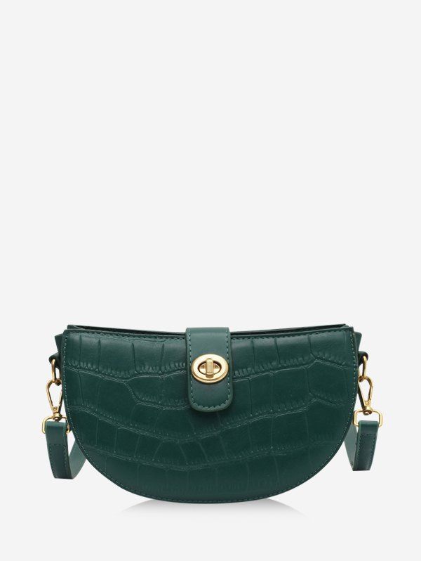 

Retro Semicircle Textured Crossbody Bag, Deep green