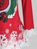 T-shirt Père Noël Festonné à Ourlet en Dentelle Grande Taille - Rouge Vineux L
