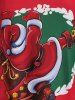 T-shirt Père Noël Festonné à Ourlet en Dentelle Grande Taille - Rouge Vineux 4X