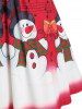 Plus Size Christmas Snowman Musical Notes Ring Ruched Dress -  
