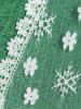 Pull Tunique Applique Fleuri en Dentelle à Manches Evasées Grande Taille à Lacets - Vert L