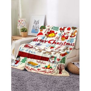 

Christmas Cartoon Santa Print Flannel Blanket, Multi