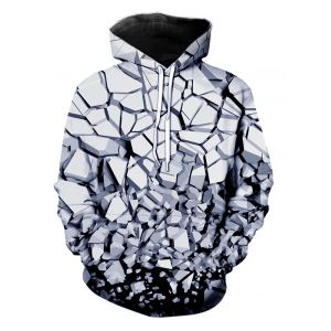 

Stone 3D Print Kangaroo Pocket Hoodie, Multi