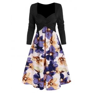 

Criss Cross High Waist Floral Print Dress, Multi a