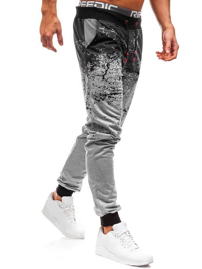 

Elastic Waist Paint Splash Jogger Sweatpants, Light gray