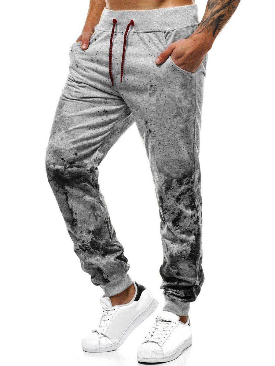 

Painting Splatter Printed Jogger Sweatpants, Light gray