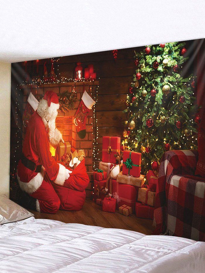 

Christmas Santa Claus Gifts Print Wall Tapestry, Multi