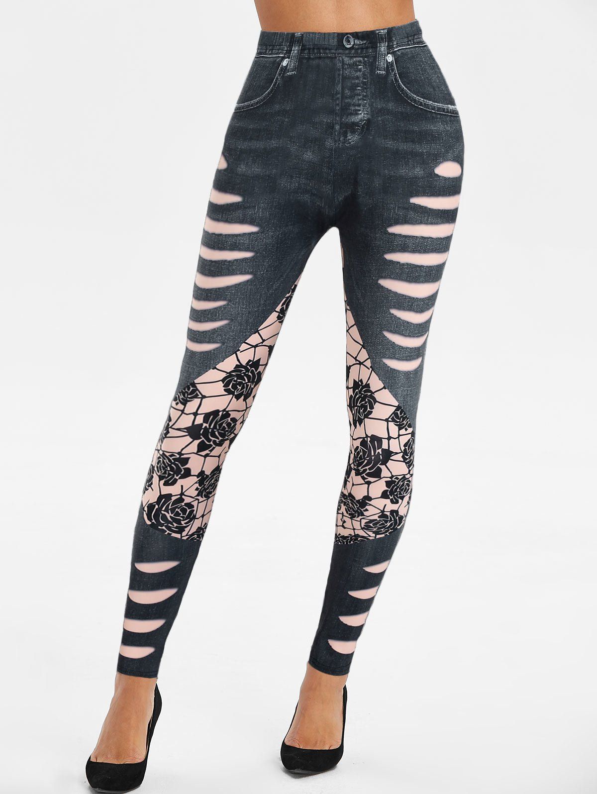 high rise denim jeggings