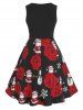 Plus Size Christmas Claus Snowflake Fit and Flare Dress -  