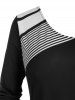 Plus Size Colorblock Striped Asymmetric T Shirt -  