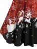 Robe de Noël à Imprimé Flocon de Neige et Cerf de Grande Taille - Rouge Vineux 3X