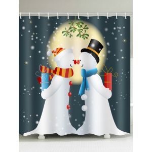 

Christmas Print Snowman Waterproof Shower Curtain, White