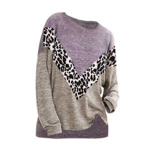 

Heathered Leopard Slit High Low Knitwear, Purple