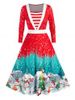 Plus Size Christmas Snowflake Snowman A Line Midi Dress -  