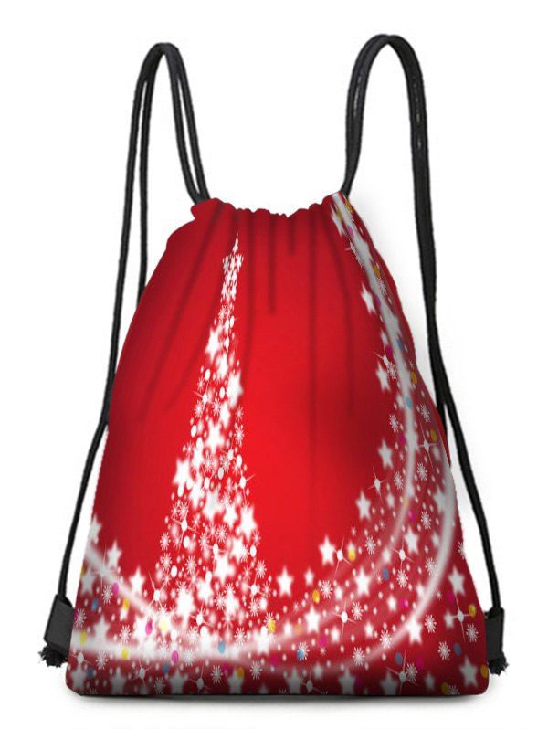 

Christmas Tree Star Digital Print Cinched Bag, Multi