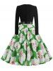 Belted Saclloped Santa Claus Christmas Plus Size 50s Dress -  