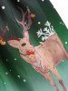 Christmas Santa Claus Cat Print Lace-up Lace Panel Dress -  