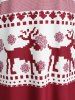 Plus Size Christmas Elk Striped Snowflake Curved Hem Hoodie -  