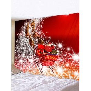 

Christmas Santa Claus Elk Sleigh Print Tapestry Wall Hanging Art Decoration, Multi