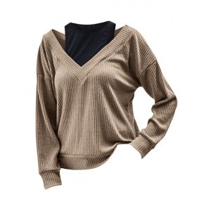 

Cutout 2 In 1 Ribbed Knitwear, Coffee