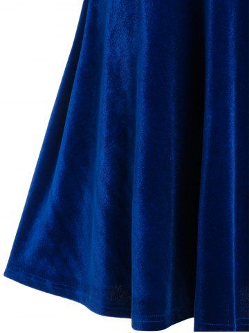 

Plus Size Velvet Ring Grommet Wide Waistband Skirt, Cobalt blue