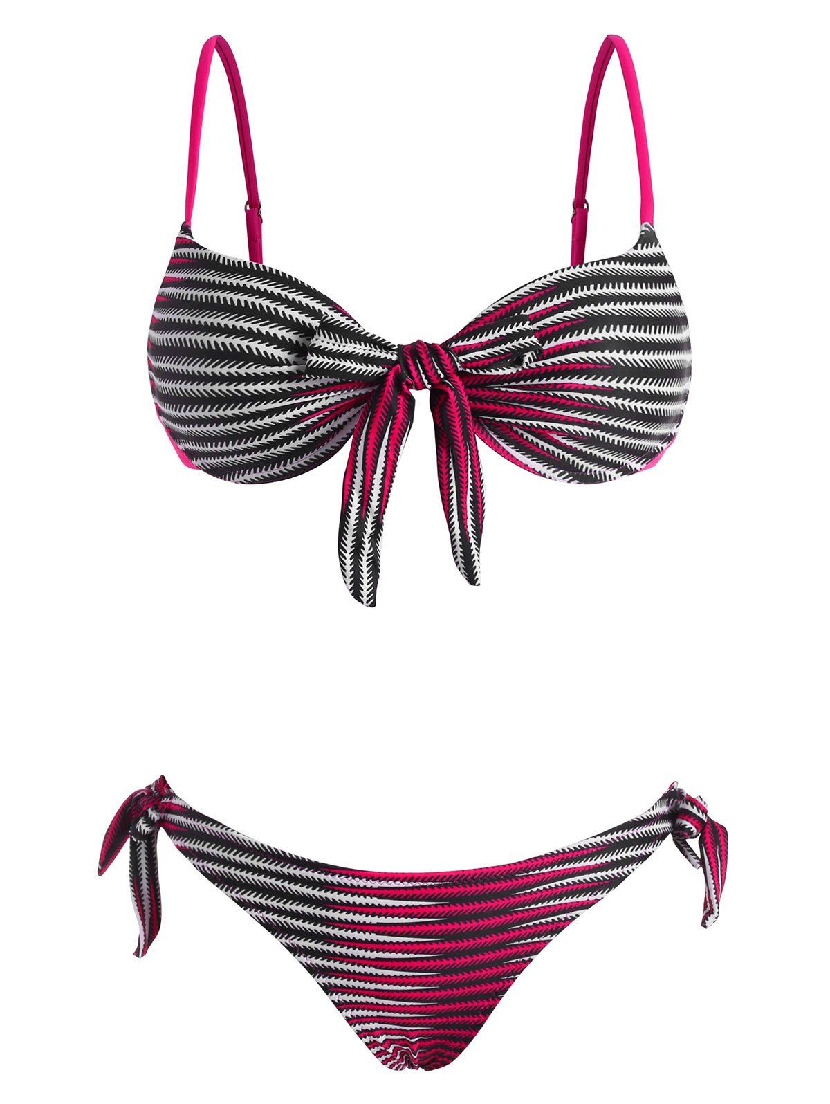 

Printed Tie Side Underwire Tanga Bikini Swimwear, Red