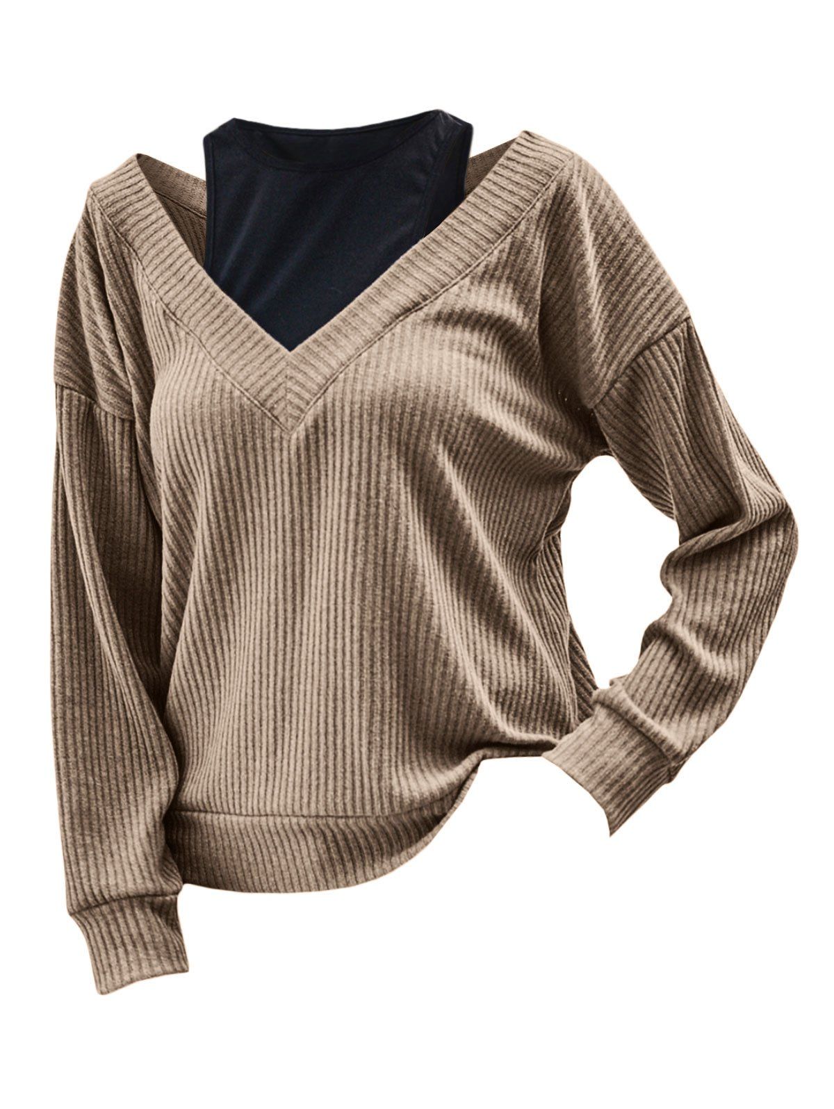 

Cutout 2 In 1 Ribbed Knitwear, Coffee
