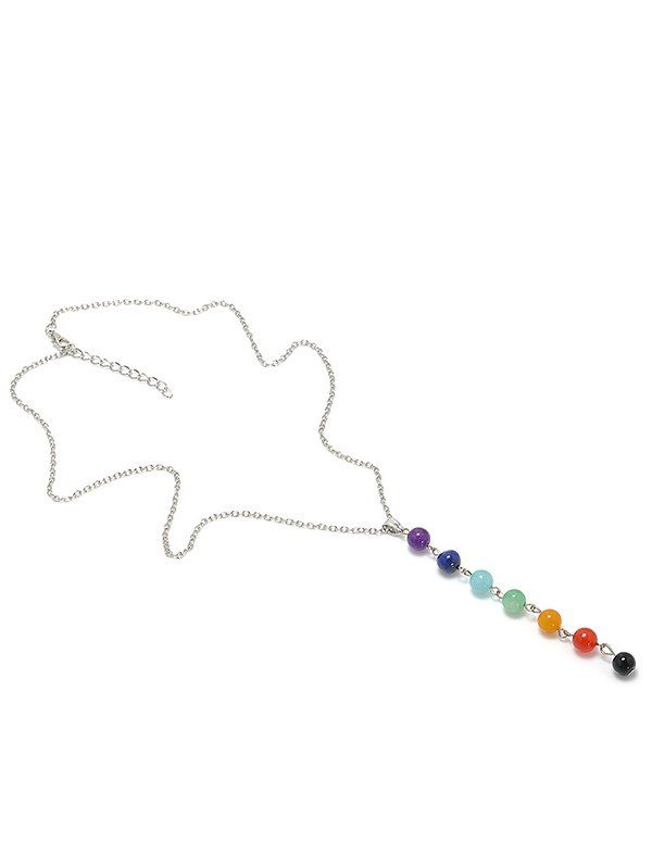 

Colored Natural Stone Beads Pendant Yoga Energy Necklace, Multi