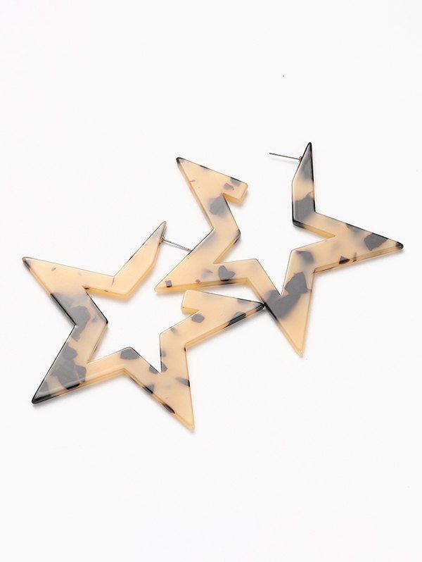 

Pentagram Tortoise Shell Pattern Earrings, Multi