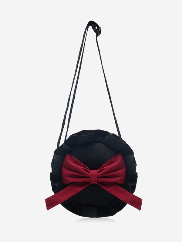 

Canvas Bowknot Ruffle Round Crossbody Bag, Burnt pink