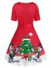 Christmas Vintage Tree Snowman Print Dress -  