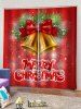 2 Panels Christmas Bells Bowknot Letters Print Window Curtains -  