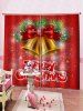 2 Panels Christmas Bells Bowknot Letters Print Window Curtains -  
