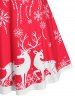 Robe Noël à Carreaux Flocon de Neige Cerf à Lacets sans Dos de Grande Taille - Rouge 1X