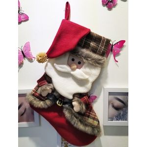 

Christmas Pattern Decorative Stocking, Red