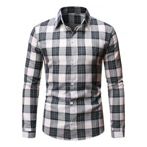 

Casual Plaid Pattern Long Sleeve Shirt, Medium turquoise